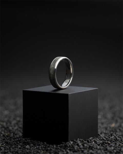 6 mm Silber-Titanring mit Larvikit-Stein - Rota Light Grey